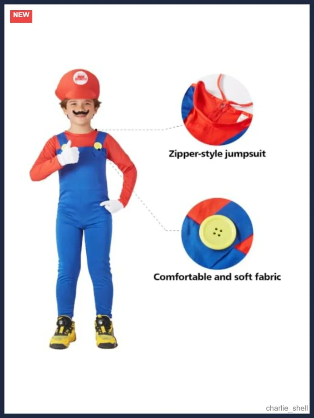 Kids Boys Halloween Cosplay Costume Jumpsuit with Gloves Hat Mustache